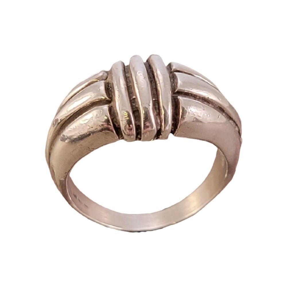 Vintage Sterling Silver Top Weave Domed Ring